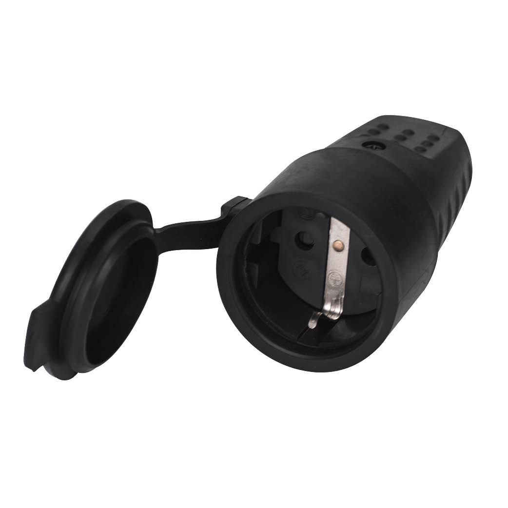 Two pole socket with cover 4.8mm Black