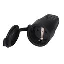 Two pole socket with cover 4.8mm Black