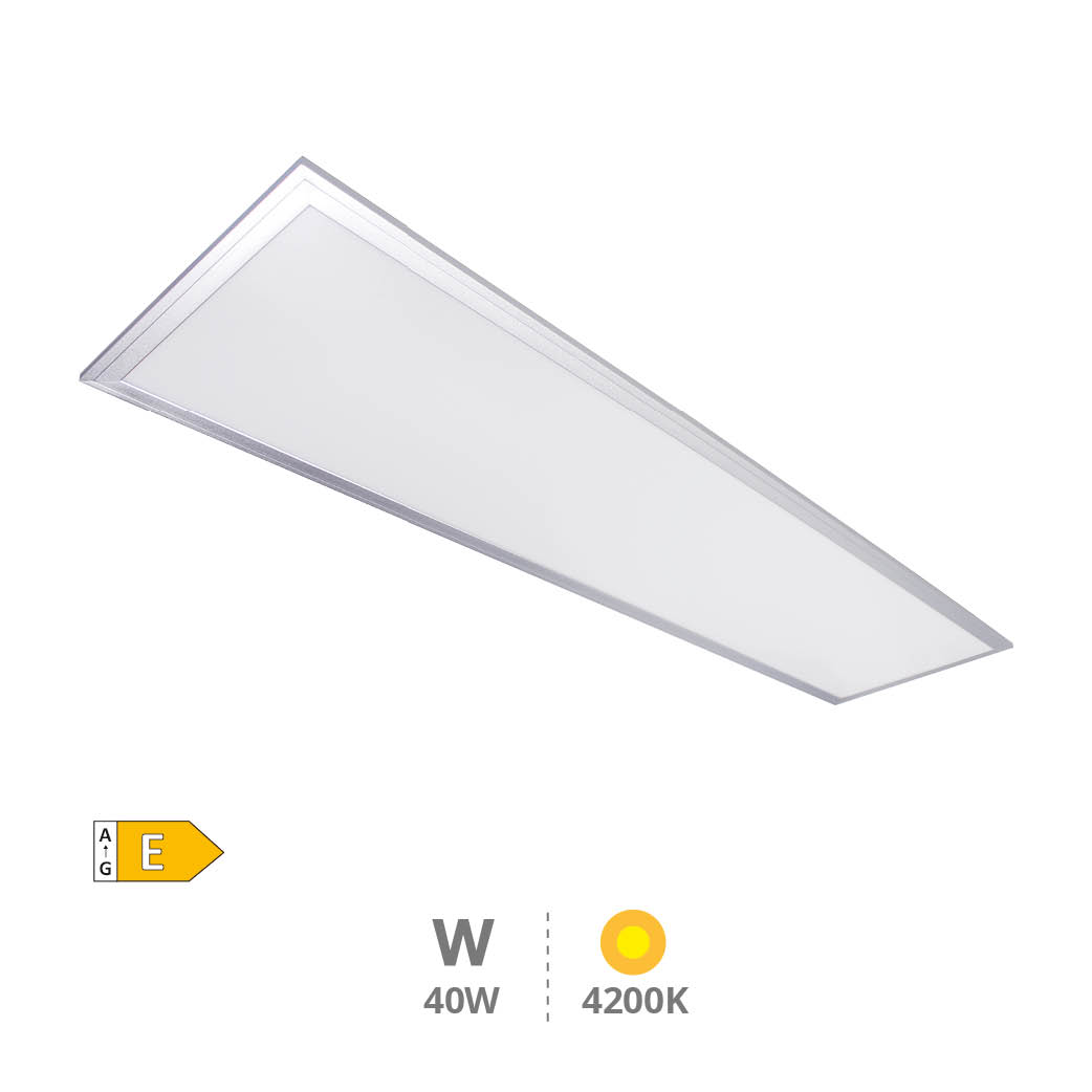 Panel empotrable LED rectangular Hassi 119,5x29,5cm 40W 4200K Níquel      