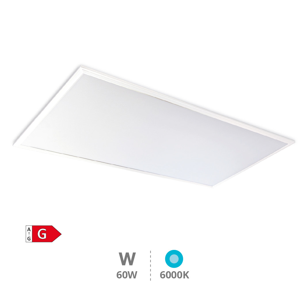 Panel empotrable LED rectangular Hassi 119,5x59,5cm 60W 6000K Blanco   