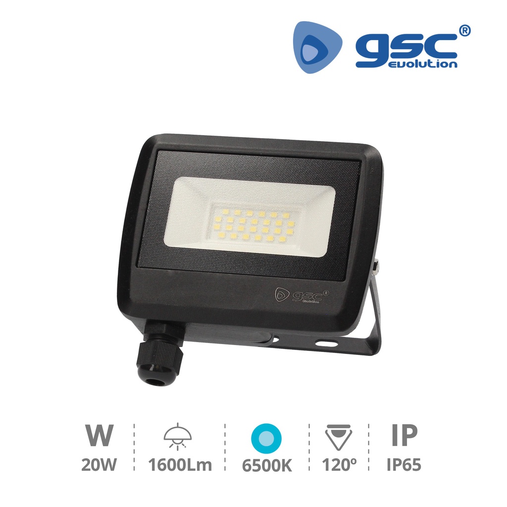 Projetor alumínio 20 W 6500 K IP65 Negro