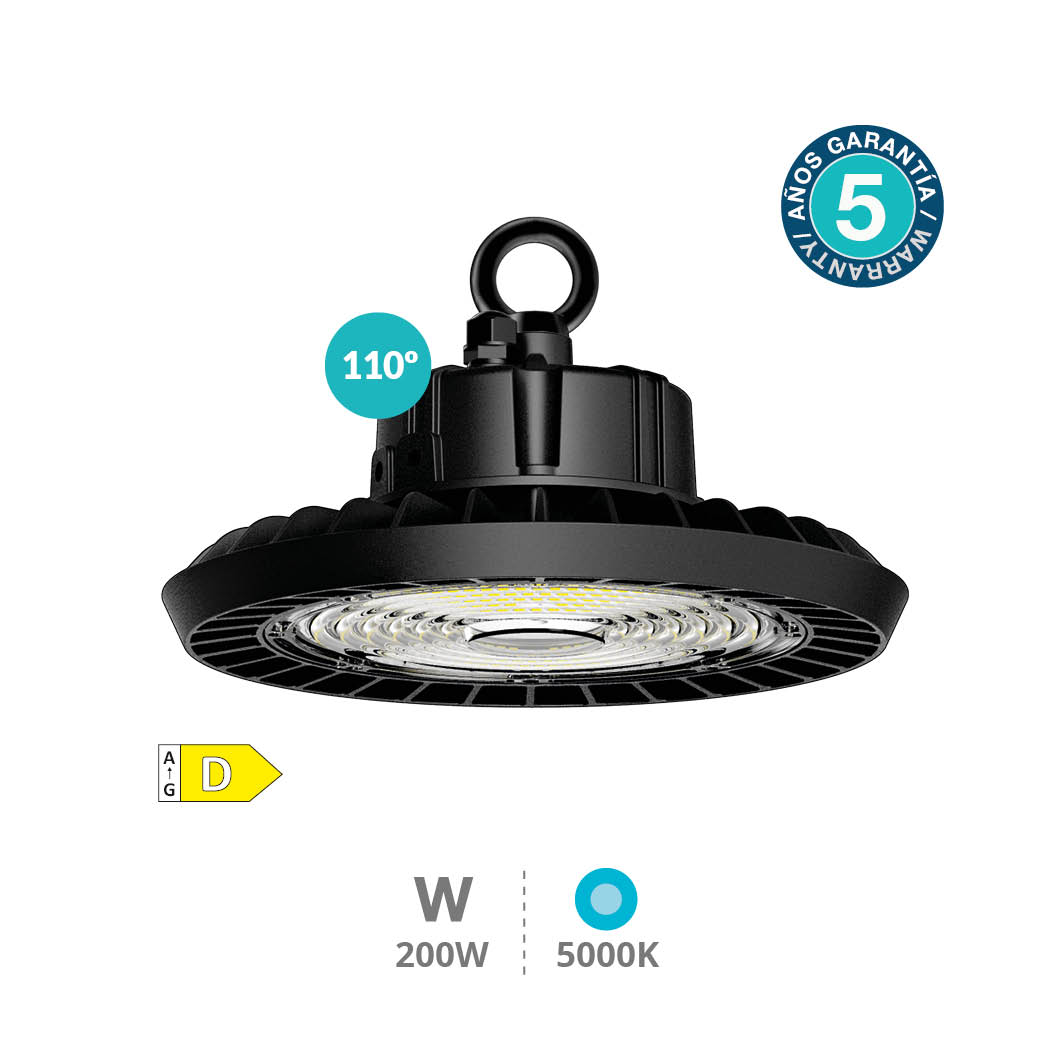 Suspension industrielle LED Nyoma 200W 100º 5000-5500K - Pro Line