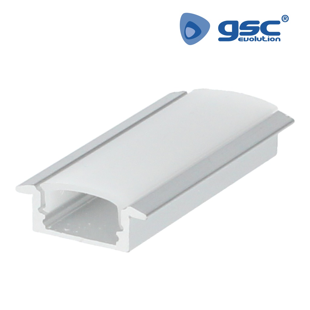 Perfil aluminio traslúcido empotrar 2M para tiras LED hasta 12mm