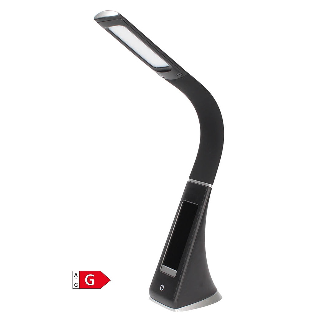 Candeeiro de secretária LED Batua com relógio digital 5W Preto