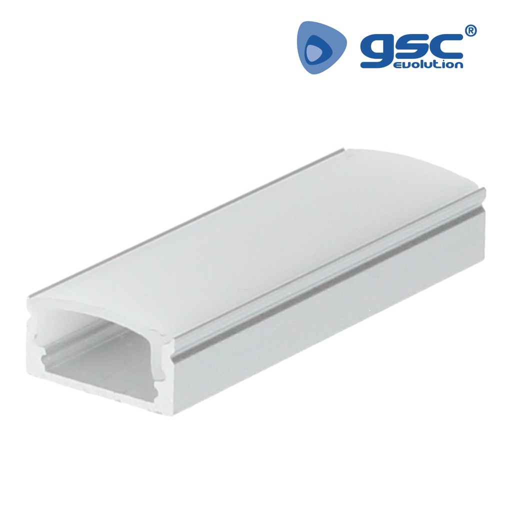 Perfil aluminio traslúcido superficie 2M para tiras LED hasta 12mm