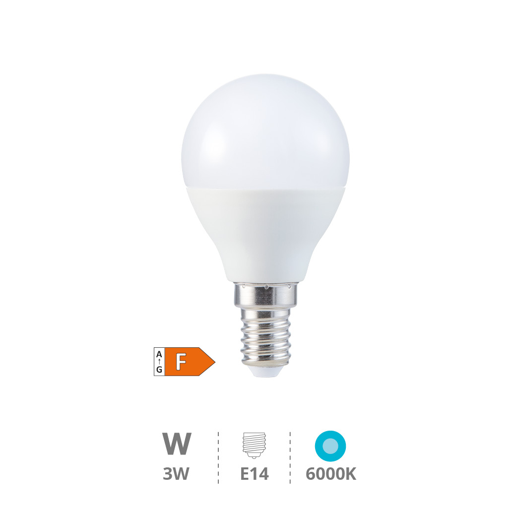 Ampoule LED sphérique 3 W E14 6000K