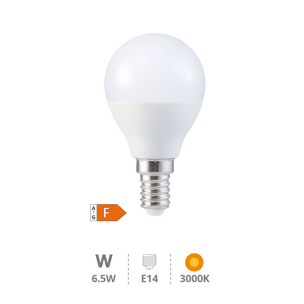 Ampoule LED sphérique 6,5W E14 3000K