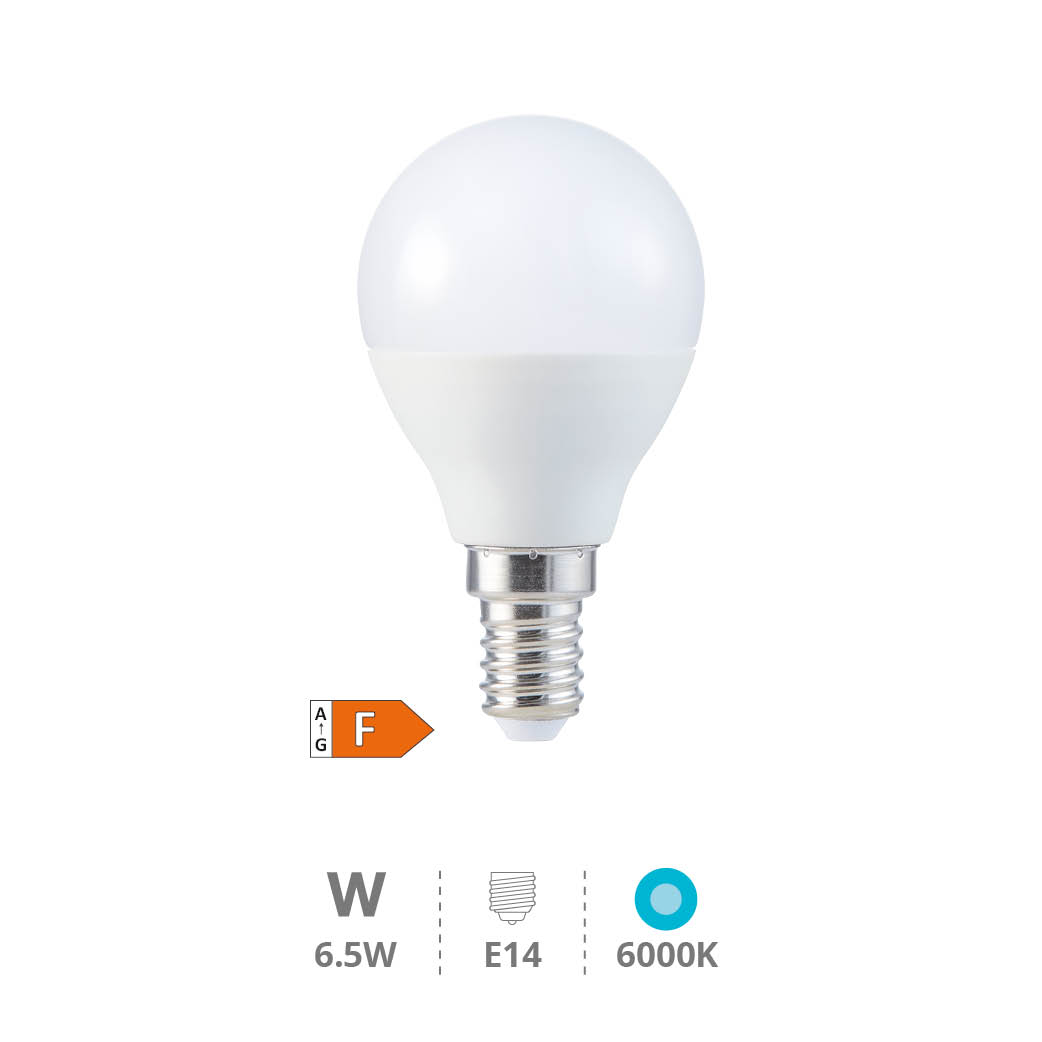 Ampoule LED sphérique 6,5W E14 6000K