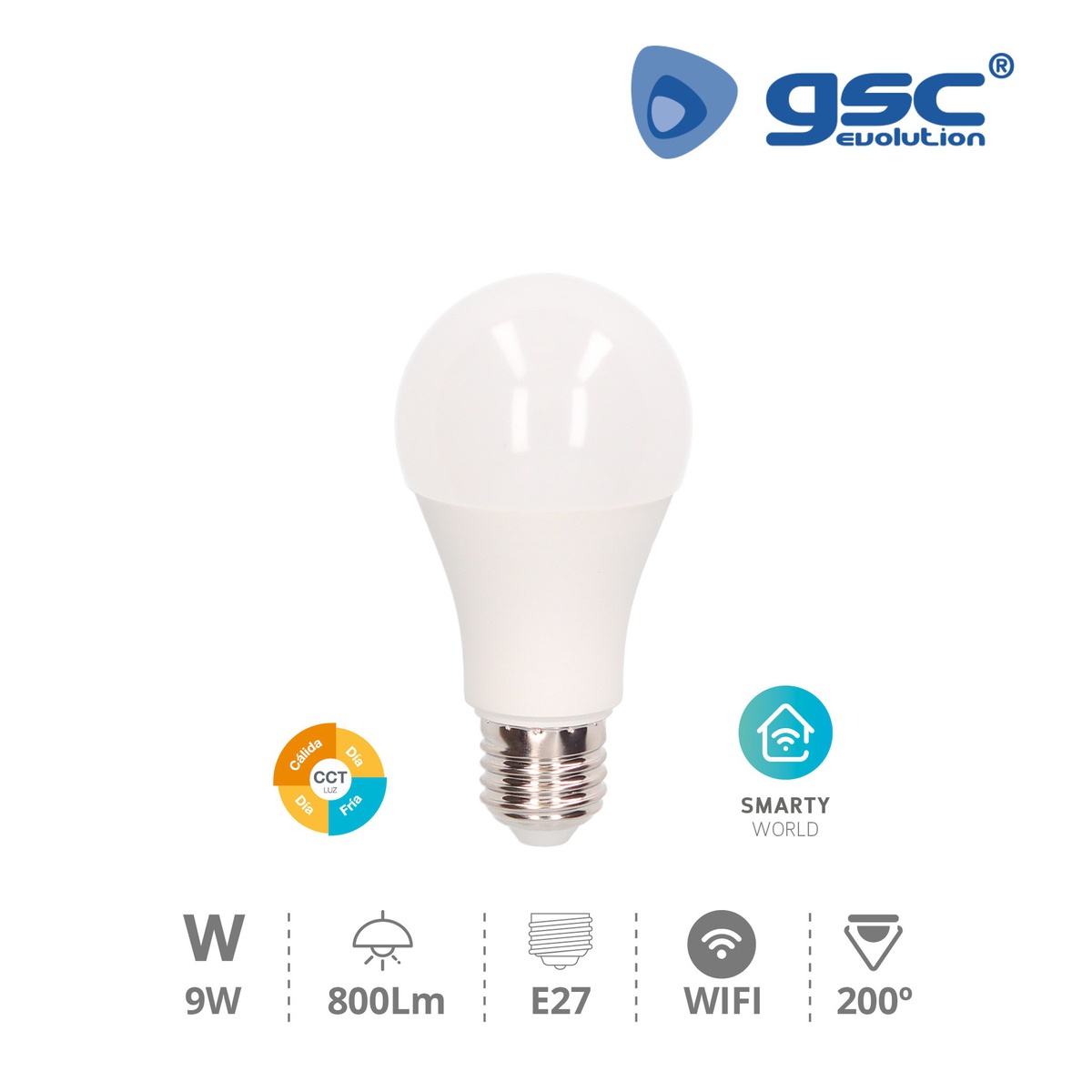Bombilla LED estándar inteligente vía wifi y bluetooth 9W E27 CTT Regulable