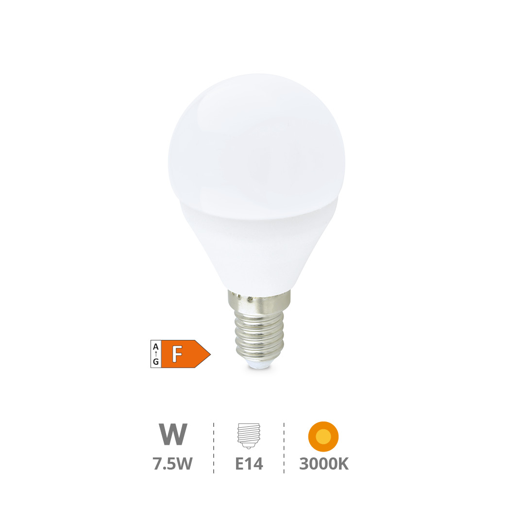 Ampoule LED sphérique 7,5W E14 3000K