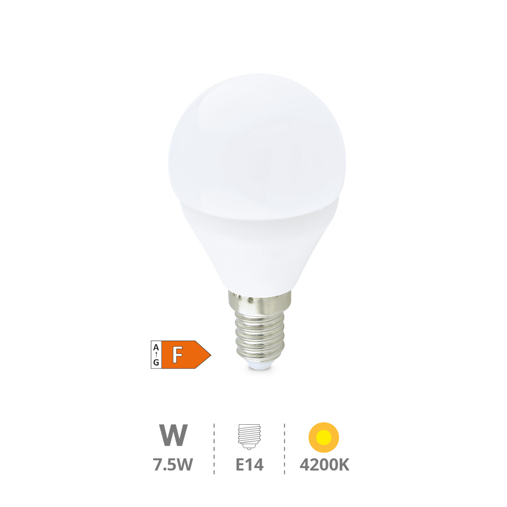 Ampoule LED sphérique 7,5W E14 4200K