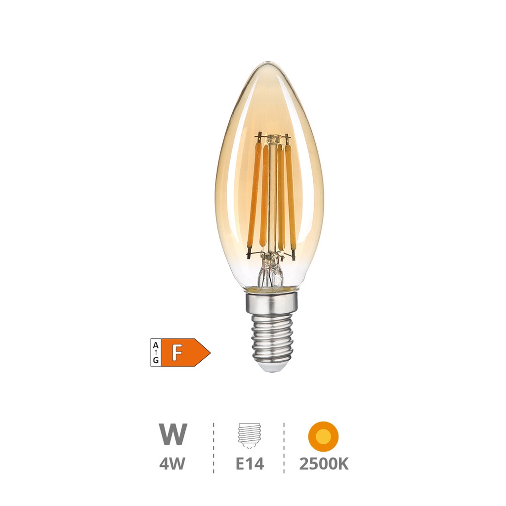 Bombilla LED vela Vintage 4W E14 2500K