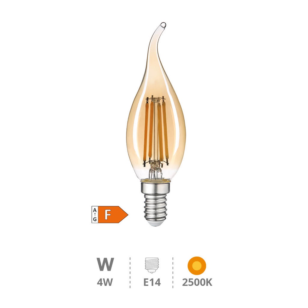 Bombilla LED vela soplo de viento Vintage 4W E14 2500K