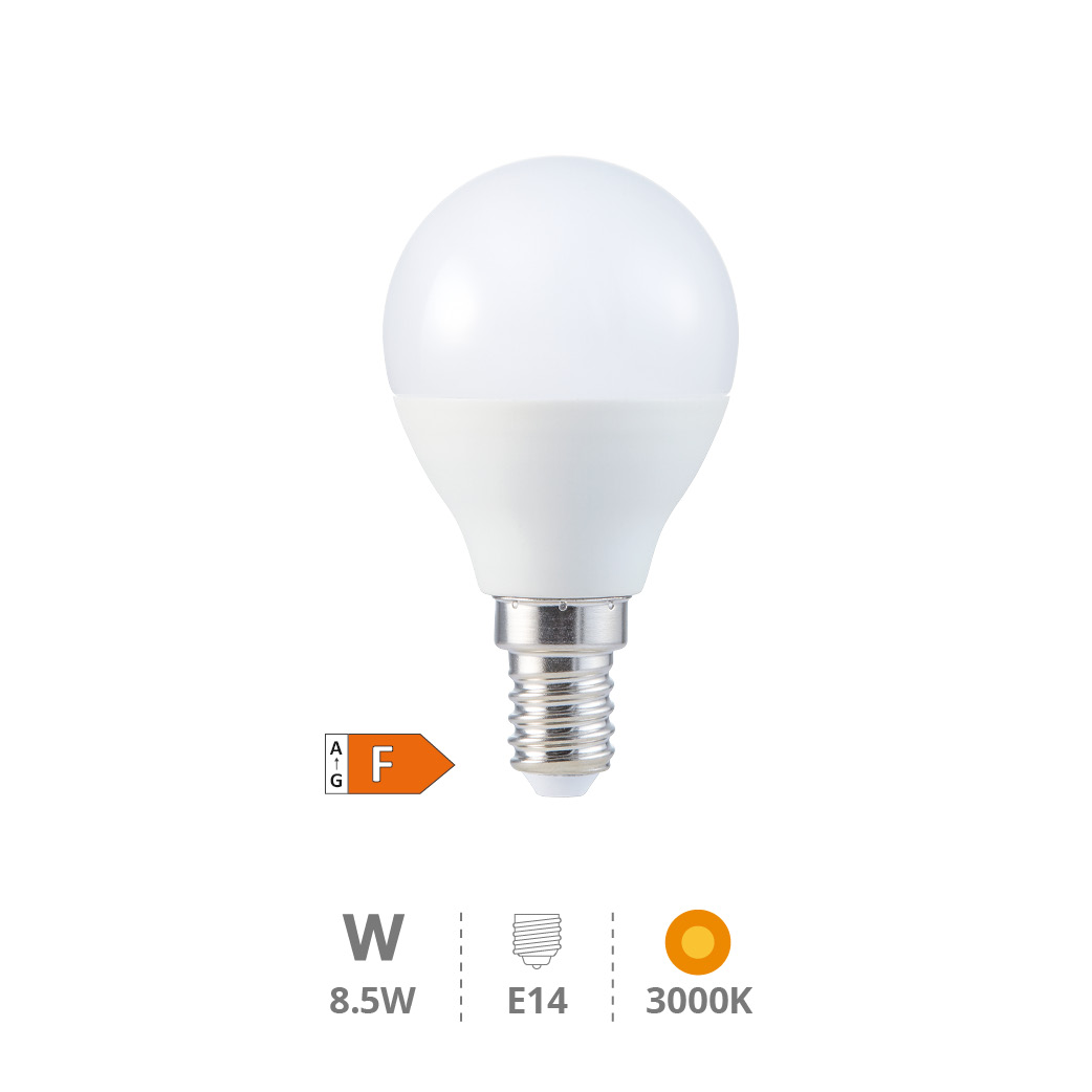 Ampoule LED sphérique 8,5W E14 3000K