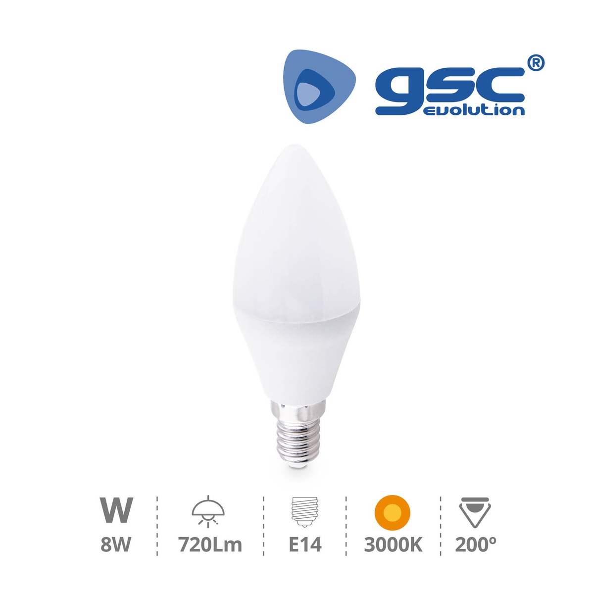 Lámpara vela 8W E14 3000K