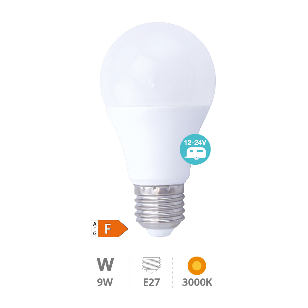Lâmpada LED padrão 9 W E27 3000 K 12 - 24 V   