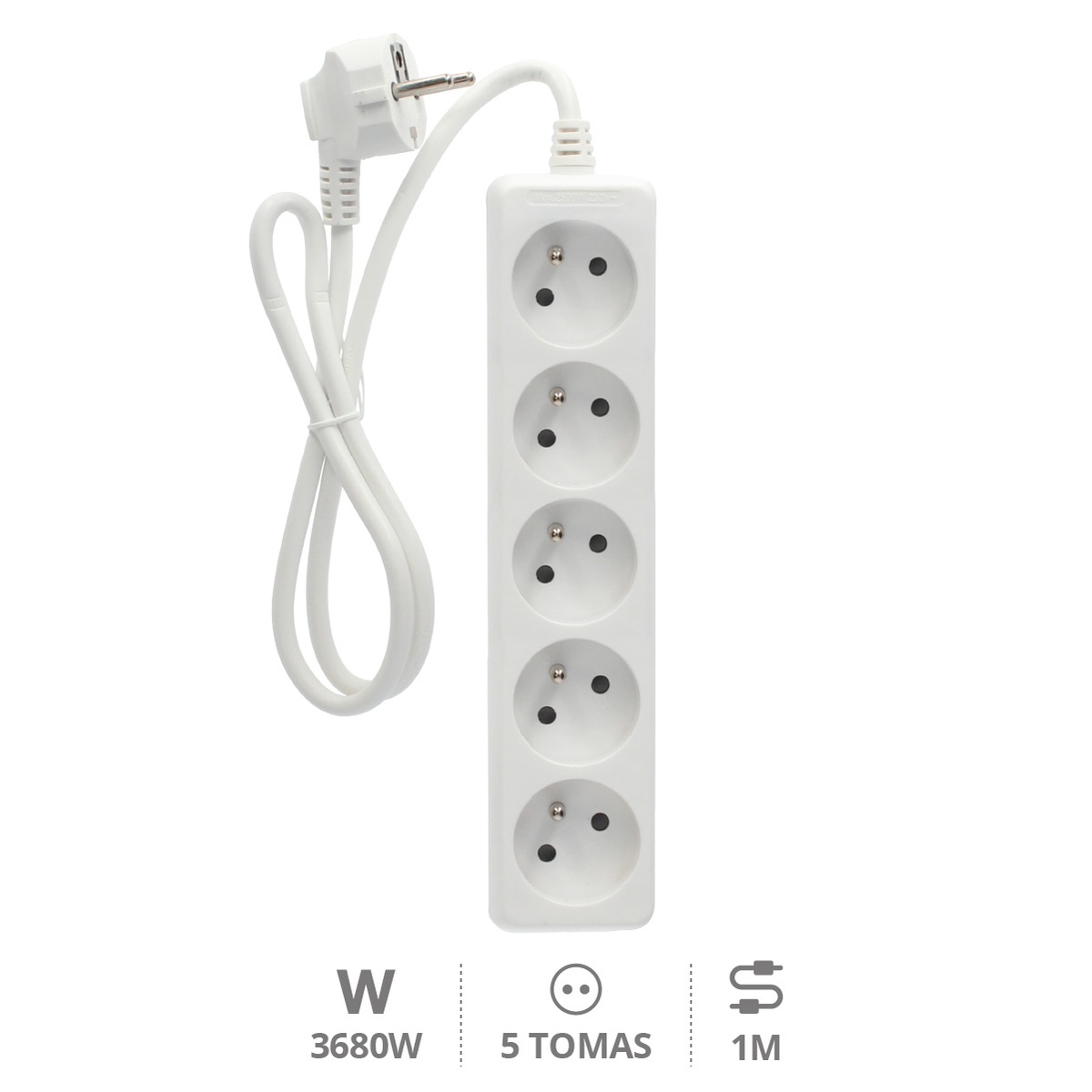 Multiprise 5P (3x1.0mm) 1M Blanche