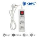 Multiprises 3P + Int (3x1,0 mm) 1 M Blanche