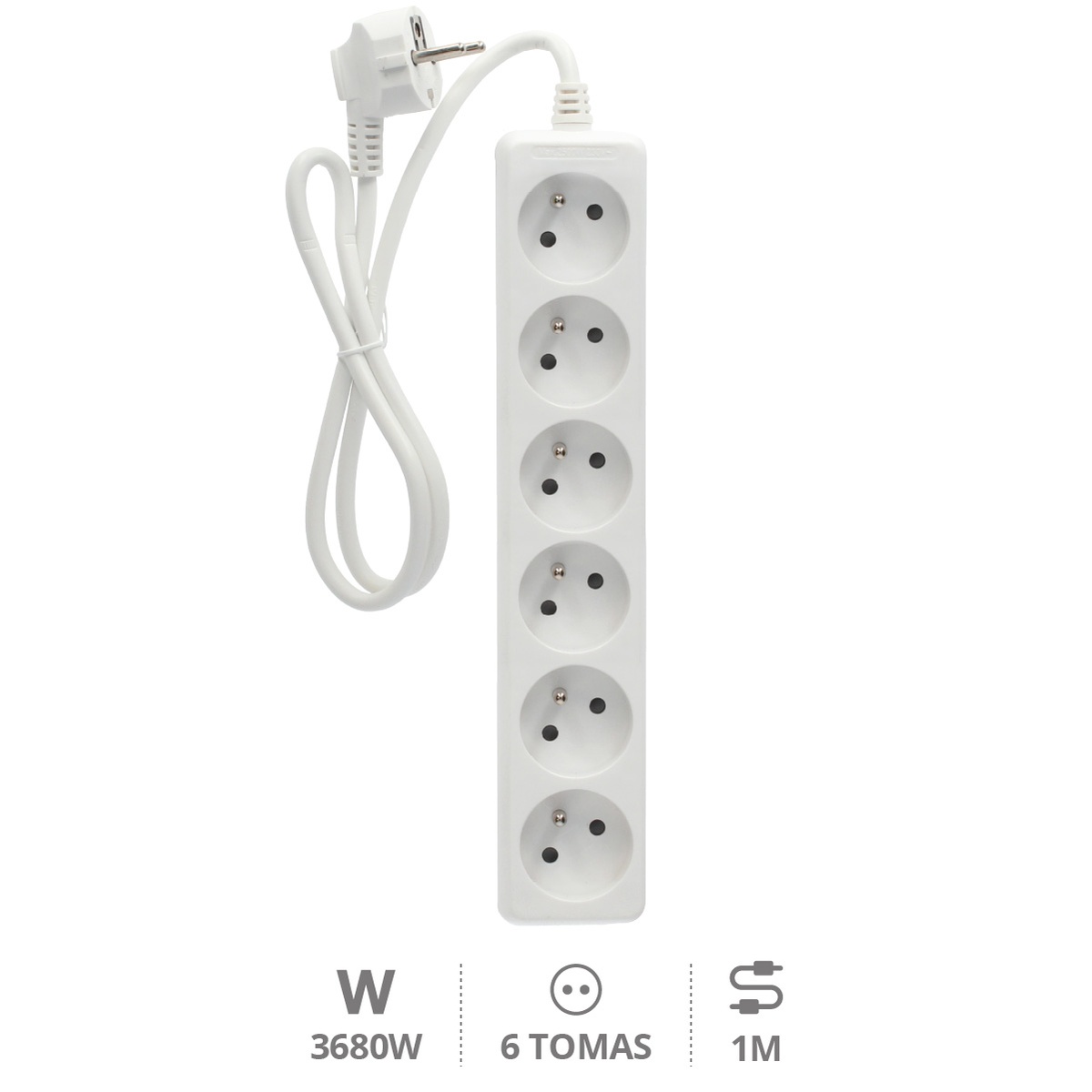 Multiprise 6P (3x1.0mm) 1M Blanche