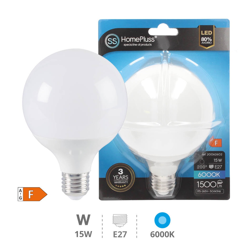 Ampoule LED ballon G95 15W E27 6000K - boîte prés. de 6 u