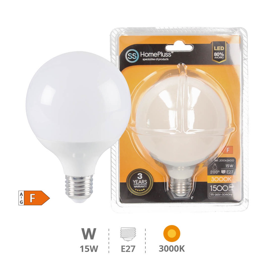 Ampoule LED ballon G95 15W E27 3000K - boîte prés. de 6 u
