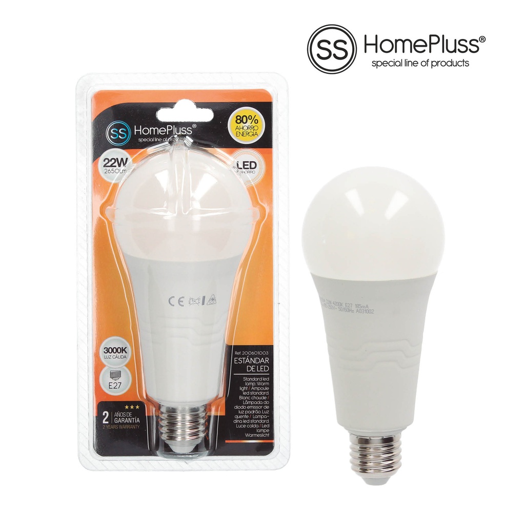 Lámpara estandar 22W E27 3000K - 6u caja exp