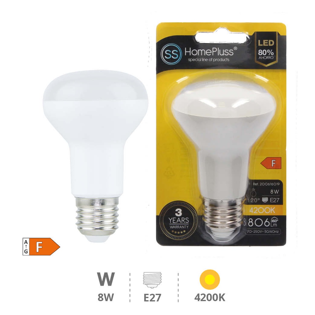 R63 LED lamp 8W E27 4200K 12pcs box