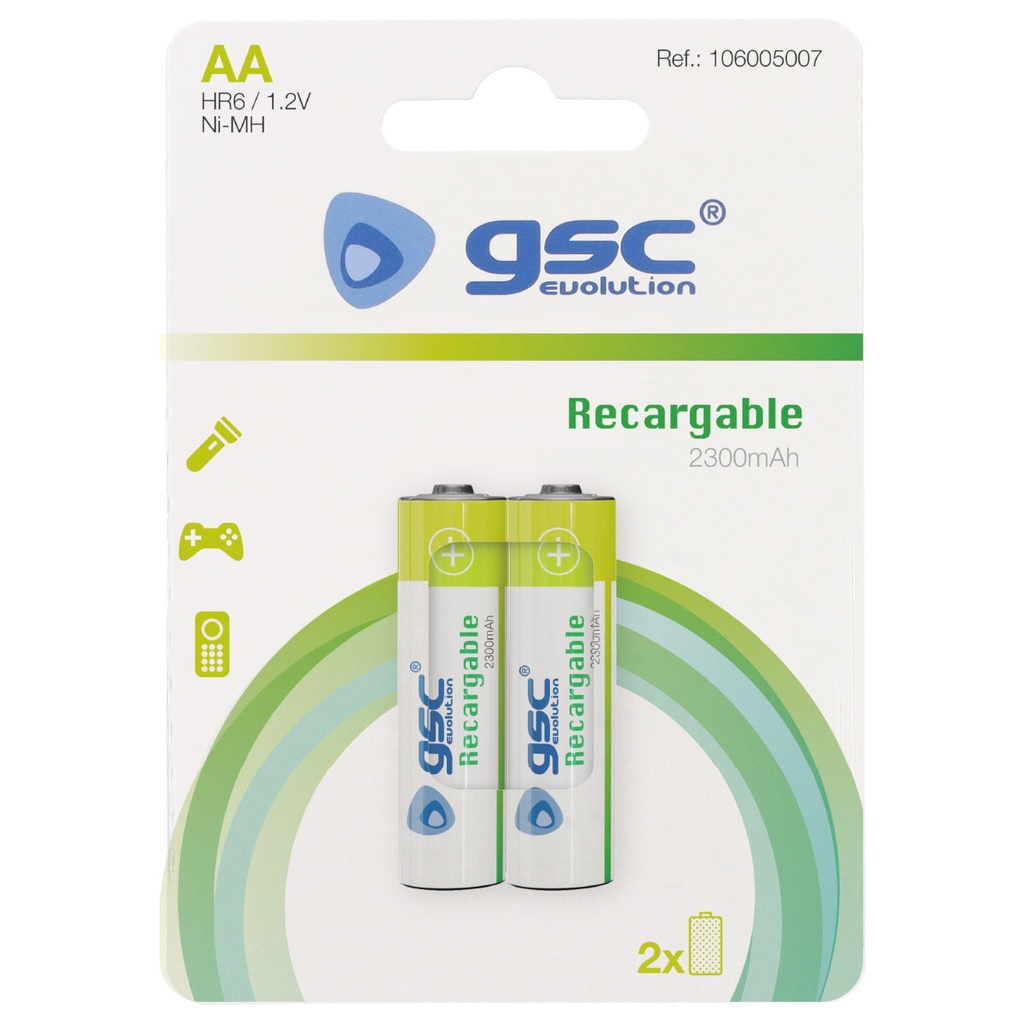 Pila recargable GSC HR6 (AA) 1,2V 2300mAh Blister 2uds