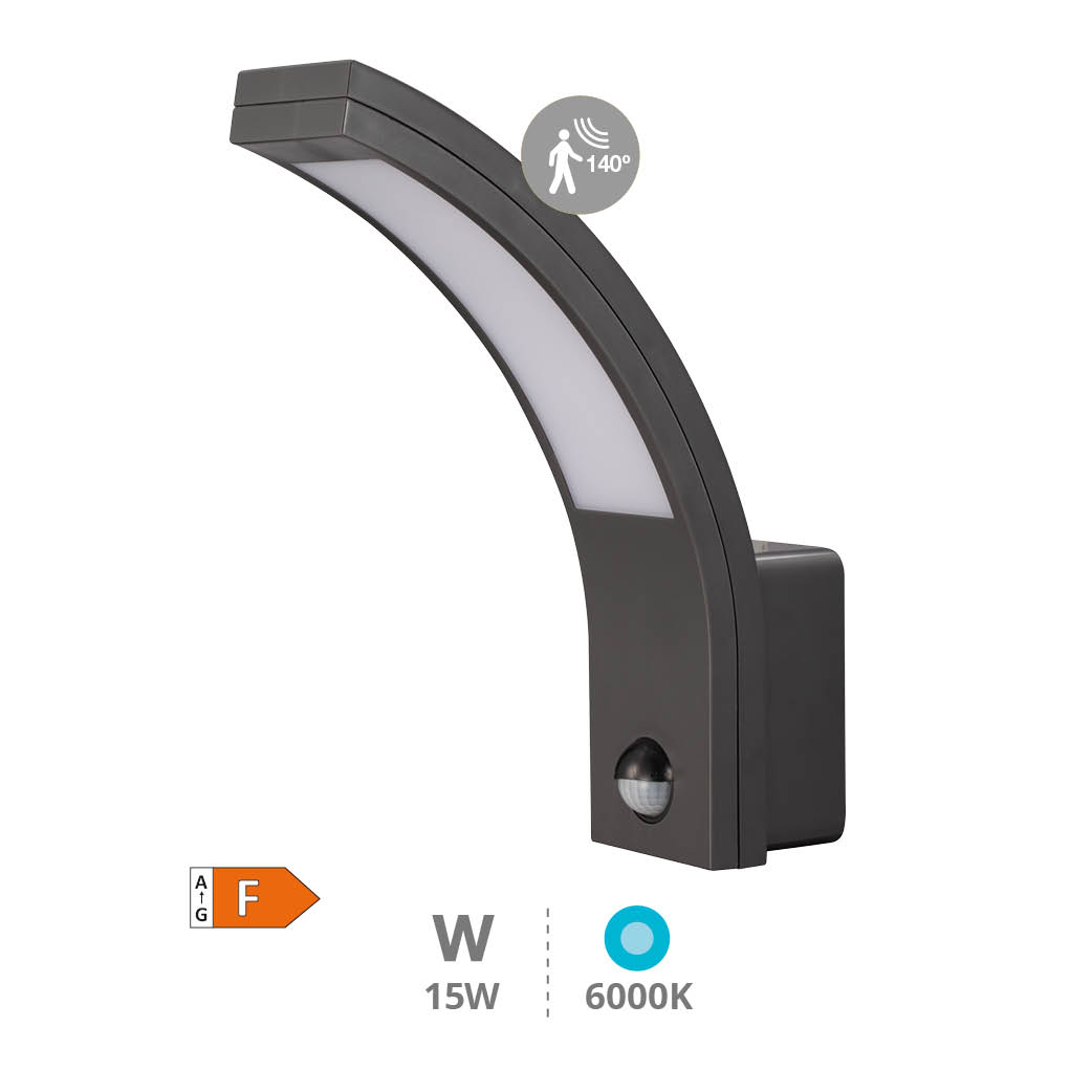 Applique murale LED Tegar avec détecteur de mouvement 15 W 6000K Gris anthracite