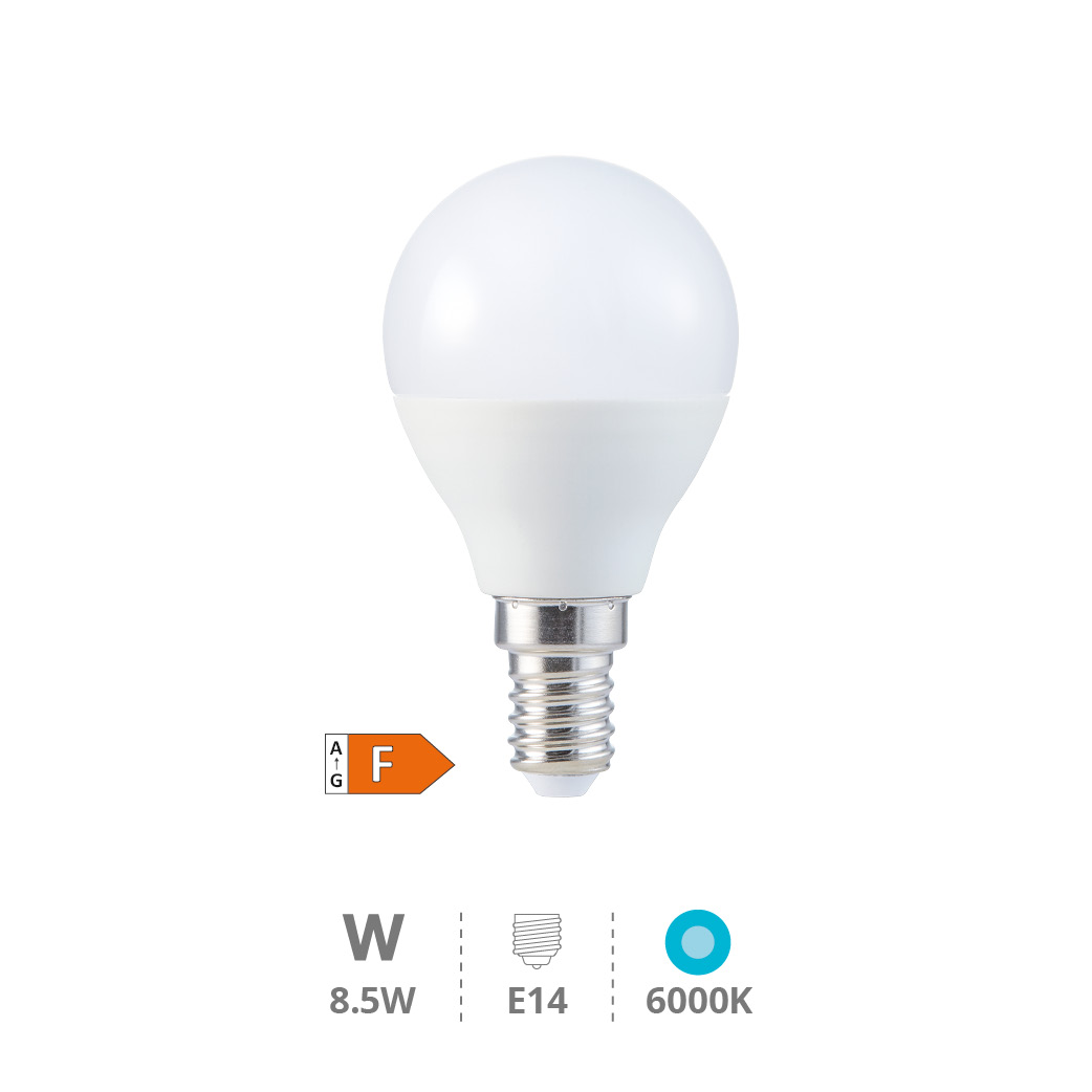 Ampoule LED sphérique 8,5W E14 6000K