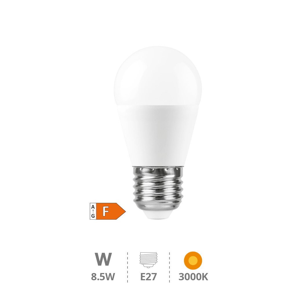 Ampoule LED sphérique 8,5W E27 3000K