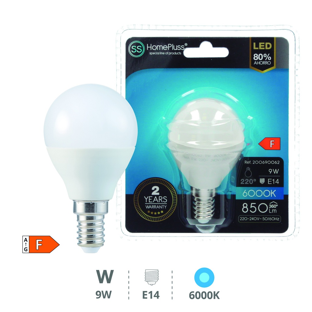 G45 LED bulb 9W E14 6000K 12pcs/box
