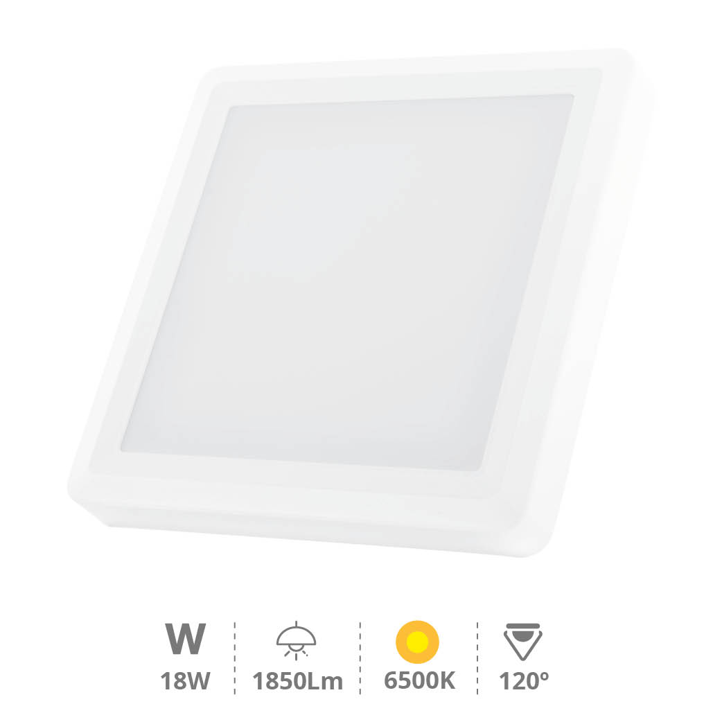 Downlight superficie LED cuadrado Vasan 18W 6500K Blanco