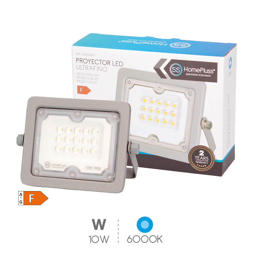 Projecteur aluminium horizontal LED 10 W 6500K IP65 Gris