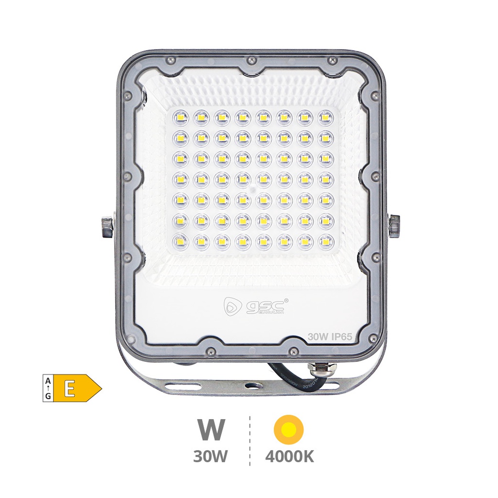Projetor de alumínio LED 30W 4000K IP65 Cinza