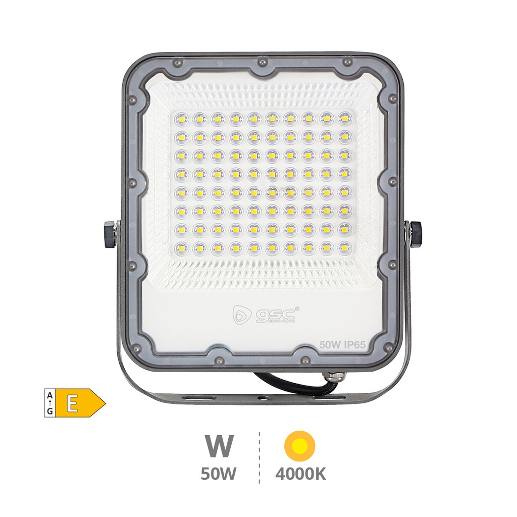 Projetor de alumínio LED 50W 4000K IP65 Cinza