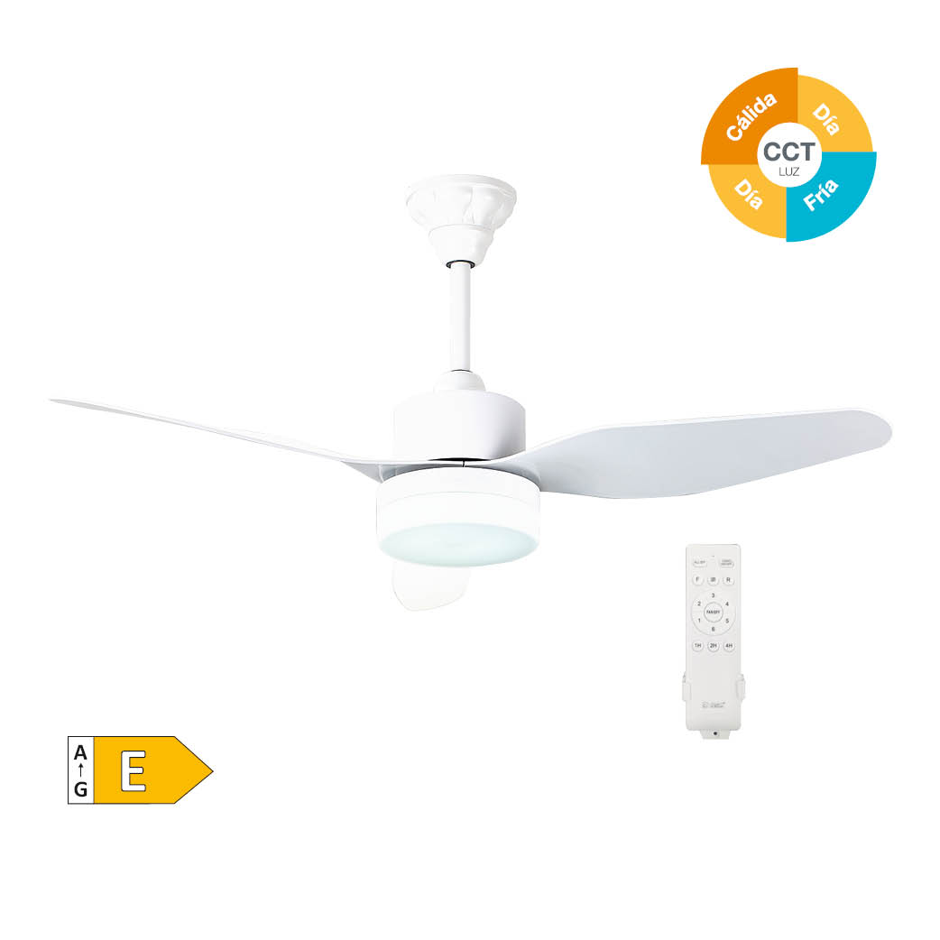 Bumera 44' ceiling fan with remote control CCT 3 blades White
