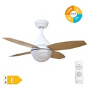 36' ceiling fan with remote control CCT 4 reversible blades wood effect white/haya