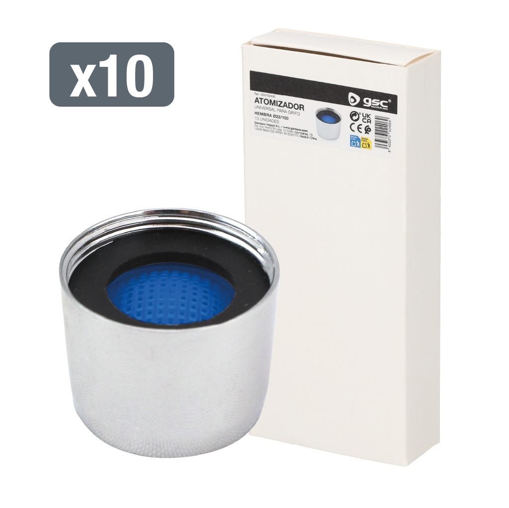 Caixa 10 atomizadores fêmea para torneira Ø 22/100