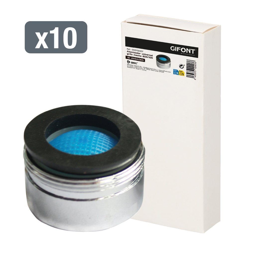 Caja 10 atomizadores macho para grifo Ø24/100