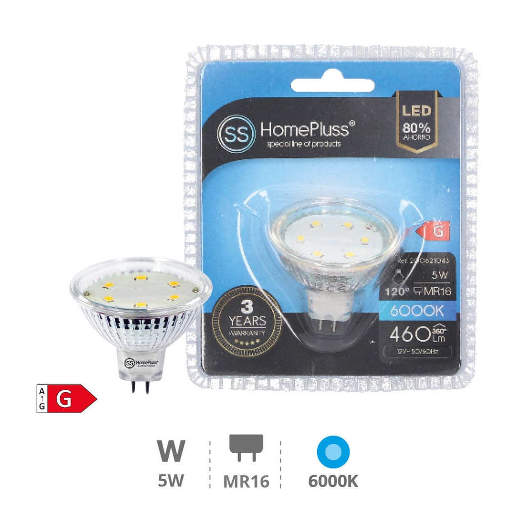 LED lamp 5W MR16 6000K 12V 12pcs box