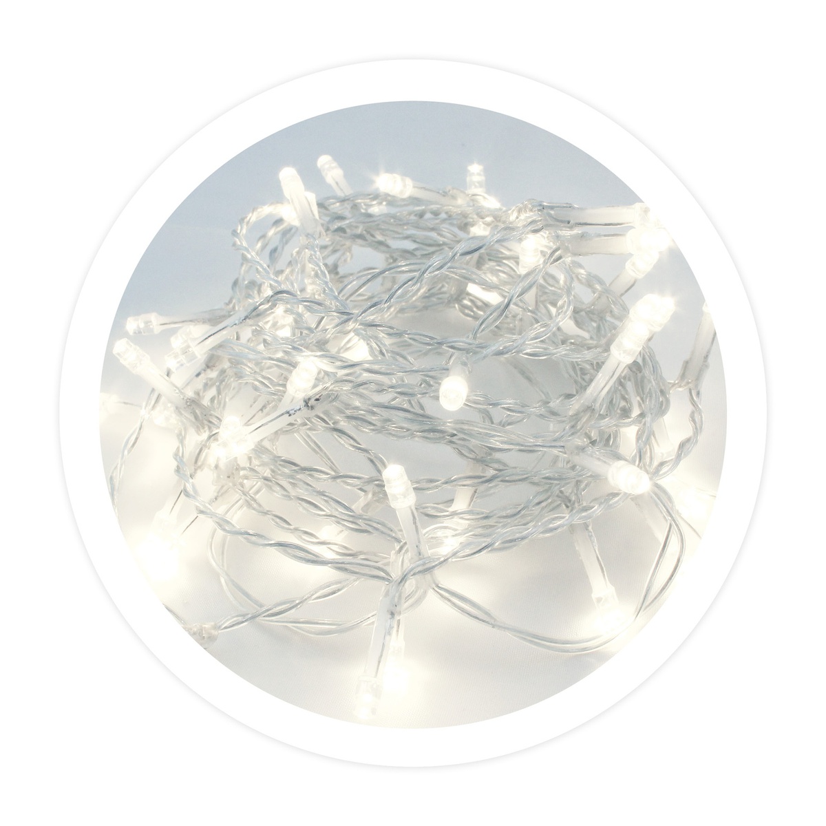 5M Sheer LED garland 8 functions Cool White
