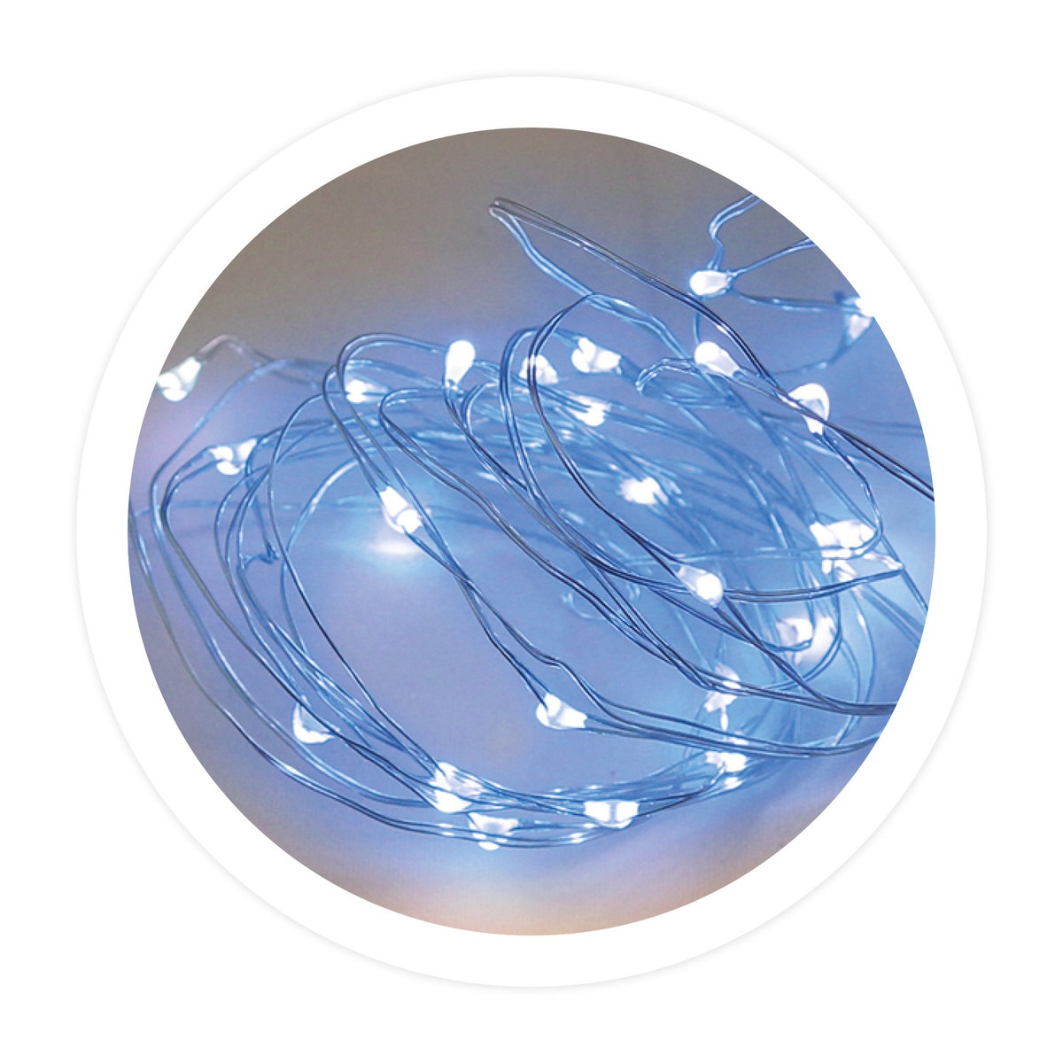 Guirnalda alambre LED 1,9M 2xAA Azul