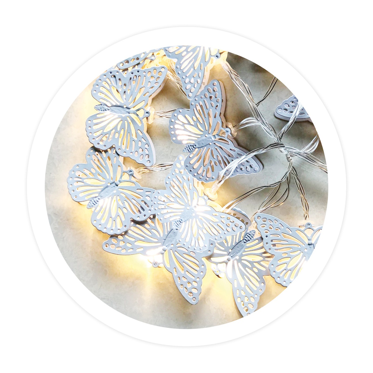 Mariposas LED blancas 1,8M Luz cálida