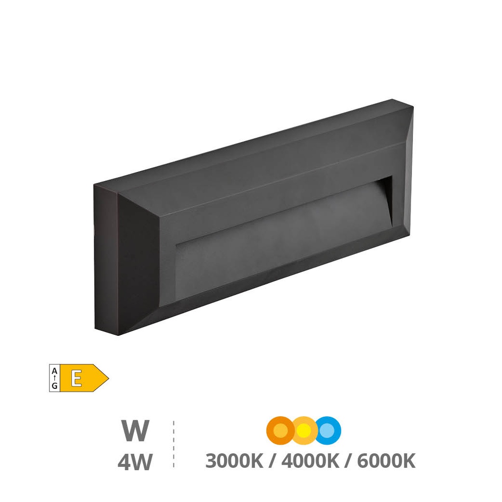 Aplique de parede LED Série Kuito 4W 3000 - 4000 - 6000K IP65 Cinza antracite