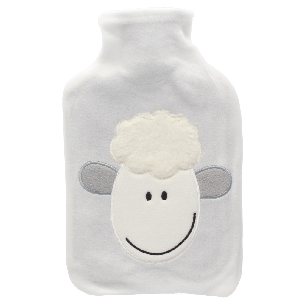 Bouillotte 2 L peau de mouton blanche
