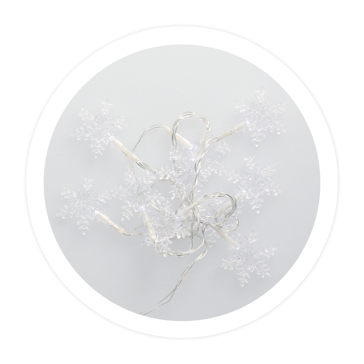 1,35M Sheer LED snowflakes garland Cool White