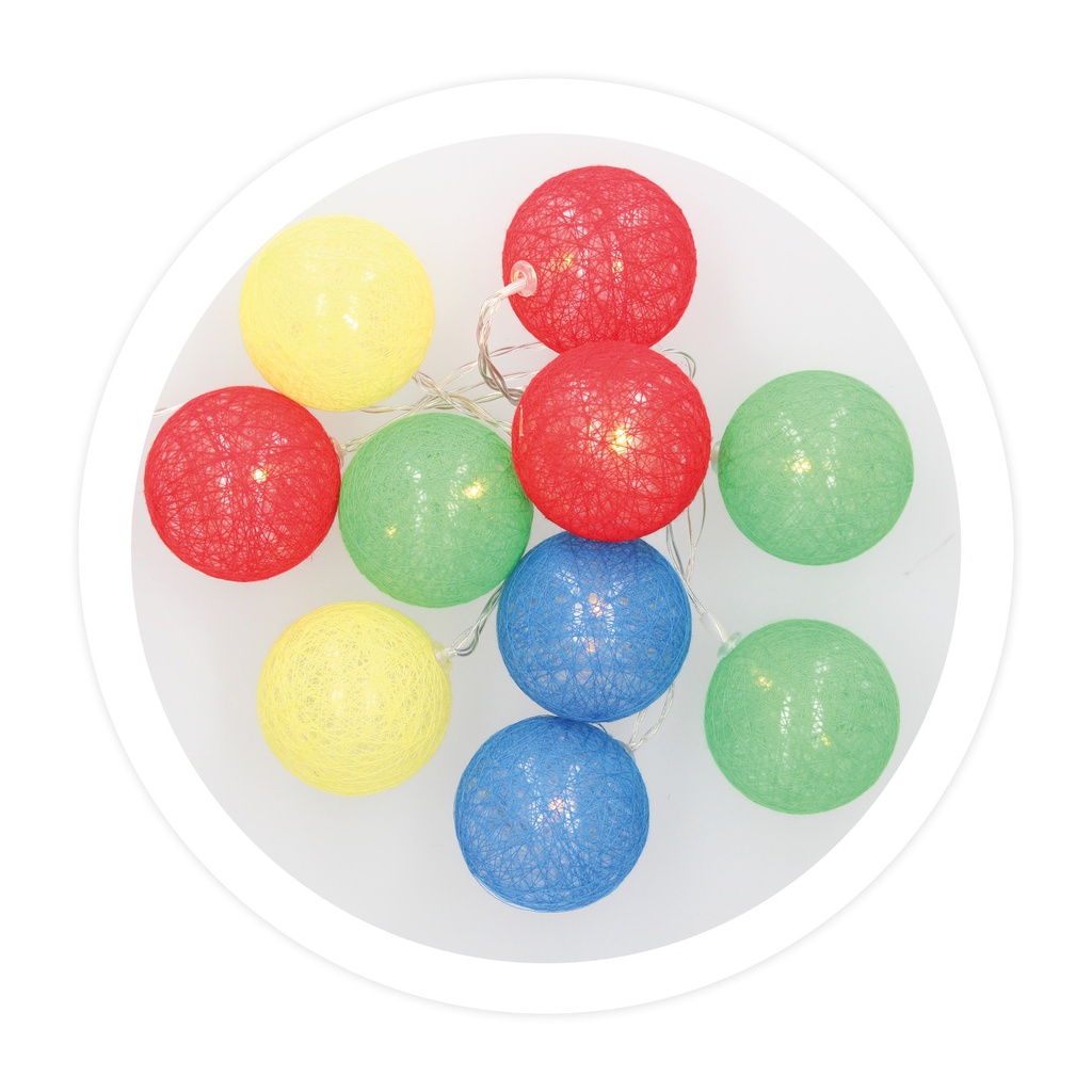 Guirlande LED de boules multicolores de coton 2,85M Lumière chaude