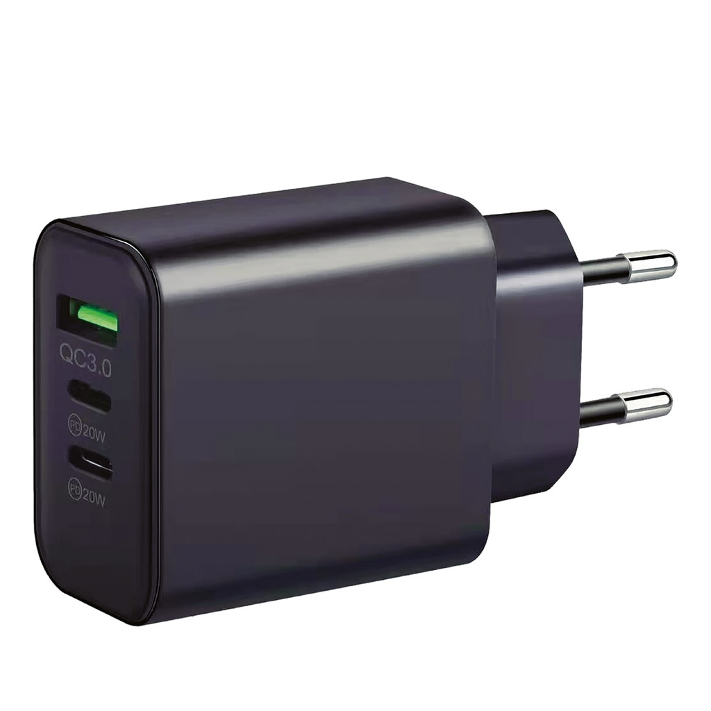 Chargeur 230 V à 3 USB : 1xQC3.0 - 2xType C