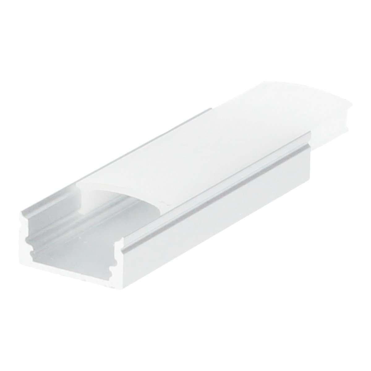 Perfil alumínio translúcido superfície 2 m para tiras LED até 12 mm Branco
